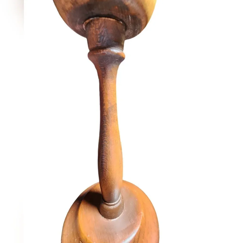 Vintage Handmade Wooden Votive Size Candle Holder Candlestick 11.75